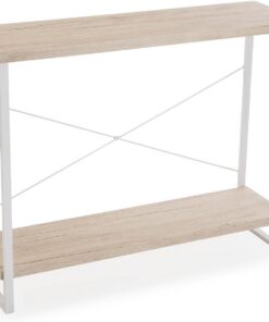 Versa Taline Mueble Recibidor Estrecho para Entrada o Pasillo, Mesa Consola, con Estante Inferior, Medidas (Al x L x An) 80 x 30 x 100 cm, Madera y Metal, Color Blanco