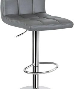 Taburetes de Bar Con Isla de Cocina con Cojín Suave, Taburete de Bar Giratorio Ajustable con Altura Cargas de Hasta 300 Libras, Silla de Bar De Cuero Pu con Reposapiés(45x60-80cm(18x24-31inch), Gray)