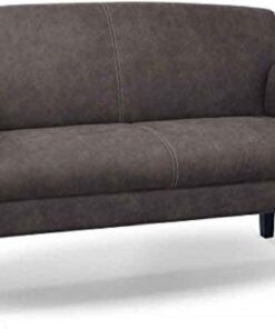 CAVADORE Sofá de 2 plazas Malm, Asiento para Cocina o Comedor en imitación de Piel, Incluye reposabrazos Ajustable, núcleo de muelles y Costuras de Contraste, 152 x 97 x 78 cm, Microfibra, Color Gris