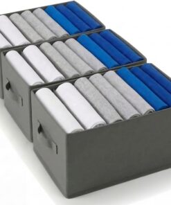 edihome, Organizador Armario, Separadores de Cajones para Camisetas y Ropa Interior, con Compartimentos, Cajas Organizadoras Armarios (Gris Oscuro, Pack 3-8 Compartimentos)