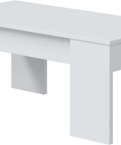 Habitdesign – Mesa de Centro Elevable para Salón o Comedor, Mesa de Café Elevable, Color Blanco Artik, 100x50x45–57 cm - Modelo Coffee Table
