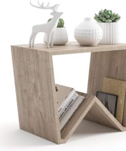 MOBILI FIVER, Mesa de Centro Emma, Color Encina, mesita salón, mesita Auxiliar Baja, Made In Italy