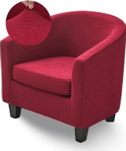 Highdi Funda Sillon Chesterfield 2 Piezas Rojo Burdeos, Elásticas Fundas de Sillon con Funda de Asiento Antideslizante Fundas Protector de Butaca para Contador Dormitorio Bar Universal