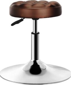QiCheng&LYS Taburete Giratorio de Cuero PU, Taburete de Bar Ajustable 40-53 cm, Taburete de Trabajo Adecuado para Oficina, Tocador, Pintura, Hogar (Marrón)