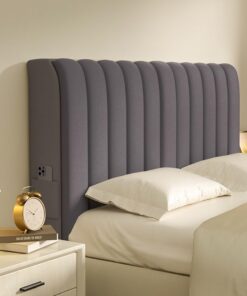 Funda universal de terciopelo con acolchado para camas tamaño King, bolsillos protectores elásticos antiarañazos para marcos de metal/madera, color negro y gris, 150 cm - 2024