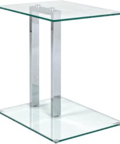 HAKU Mesa Auxiliar cromada de Metal, Mesa de Centro con Cristal de Seguridad de 8 mm - Dimensiones: An 45 x Al 50 x Pr 35 cm Estilo: Moderno