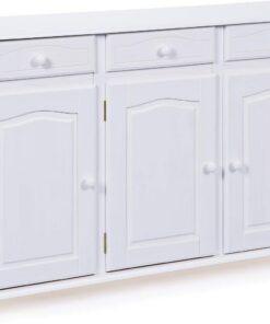 Inter Link - Cómoda rústica - Aparador - Buffet - Estilo rústico - Aparador - Pino macizo - 3 puertas - 3 cajones - Lacado blanco - Livio