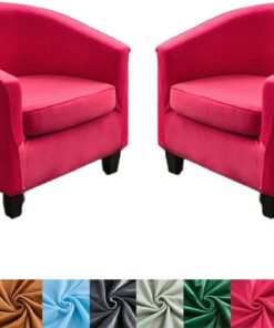 Juego de 2 fundas de terciopelo rojo para sillones, elásticas, extraíbles y lavables, para sillones, para sillas de club, decoración elegante del hogar.