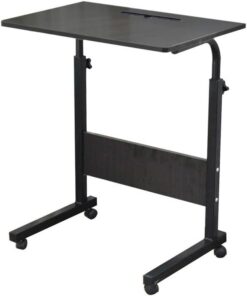 sogesfurniture Mesa Portátil Ordenador Ajustable con Ruedas, 60 * 40cm Sofá Mesa Mesas de Centro, con Ranura para Tableta, Negro 05#3-60BK-BH