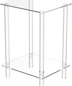 Mesita De Noche Pequeña Mesas Auxiliares Altas de Acrílico Transparente | Estantería Organizadora Multifuncional para Hogar, Dormitorio, Apartamento y Baño