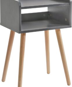 IBUYKE Mesita de Noche de Madera,Estante Abierto,Gris WNS003G | Mesa Auxiliar,Mesitas de Café,38,5X 29 x59,5cm,Extremo del Sofá para Dormitorio, Salón