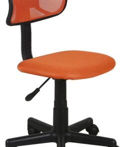 BAKAJI Silla giratoria de Escritorio Regulable en Altura, sillón con Ruedas, Oficina, Dormitorio, Respaldo ergonómico de Malla Transpirable, Asiento Acolchado (Naranja)