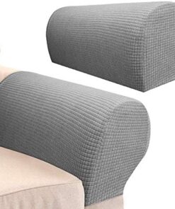 2 Pares de Fundas Protectoras para el reposabrazos del sofá, Hechas de Licra, no resbala(Gris Claro)