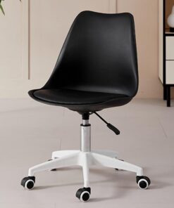 Shally Dogan Silla de Escritorio de Polipropileno con 5 Ruedas giratorias 360°, sillón ergonómico con Asiento Acolchado de Espuma de altísima Densidad, Ideal para Dormitorio, Oficina, casa (Negro)