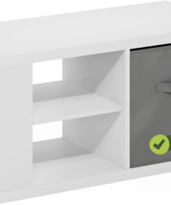 Furinno Viola Mesa de Centro de 3 Niveles con Tablero de 1,2 cm; Estante Abierto y Compartimento; para Sala, Dormitorio u Oficina en casa; Blanco/Gris Claro
