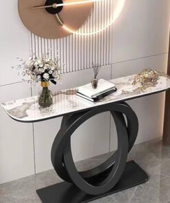 Genérico Mesa Auxiliar para sofá de Entrada con Base de Metal, Mesa Consola para Pasillo, Mesa Estrecha detrás del sofá, Estante para Entrada, Mesa Consola Estrecha para Entrada, Base de Metal, Mesa