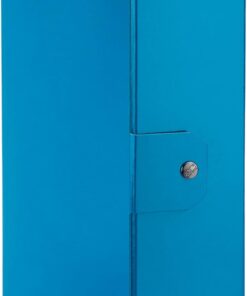 Leitz - Caja archivadora, cierre con botón, en cartón plastificado, azul metalizado, 24 x 35 x 10 cm