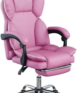 BAKAJI Silla de Oficina ergonómica con Ruedas giratorias de 360°, sillón Gaming de Escritorio con Asiento Acolchado de Alta Densidad, Respaldo reclinable y Elevador Ajustable a Gas (Rosa)