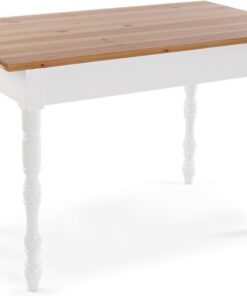 Versa Klett Mesa de Comedor para Cocina, Terraza, Jardín o Comedor, Medidas (Al x L x An) 80 x 70 x 120 cm, Madera, Color Marrón y Blanco