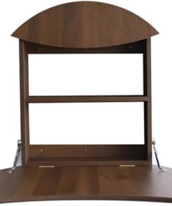 Tocador Flotante de Madera Maciza, Mesa de Maquillaje de Pared Pieghevole con Bordes Redondeados, Escritorio Colgante para Dormitorio(Walnut-60cm/23.6in)