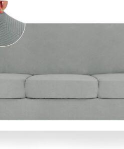 Fundas de sofá XL a rayas 2025, 4 piezas, fundas elásticas para sofá extra grande, fundas antideslizantes de gran tamaño con lazos inferiores, gruesas, duraderas, lavables, protector suave y acogedor