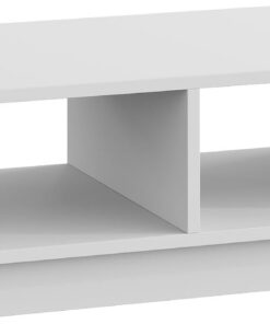 Mesa de Centro Blanca de Estar, Mesa de sofá Rectangular Moderna y Elegante con 2 Compartimentos Abiertos, para Dormitorio y Oficina,90 * 48 * 31cm