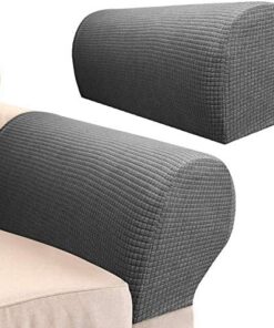 2 Pares de Fundas Protectoras para el reposabrazos del sofá, Hechas de Licra, no resbala (Gris)