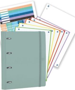 Oxford, Europeanbinder Polyfoam, Archivador de 4 anillas A4+, Forest 50% Reciclado, Incluye Recambio Cuadrícula 5X5, Pizarra Write&Erase y Pegatinas, Color Jade