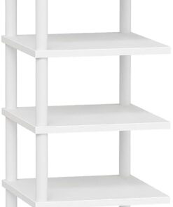 HOOBRO Estantería Vertical para Zapatos, Estante Rinconera de 8 Niveles, Estantería Vintage, Expositor, Estante para Espacios Pequeños, Organizador de Zapatos, Adecuado para Entrada, Blanco EWW22XJ01