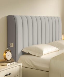Funda universal de terciopelo con acolchado para camas King y Queen, protector elástico antiarañazos con bolsillos, elegante color gris, tamaño de 150 cm, perfecto para marcos de metal y madera (2024)