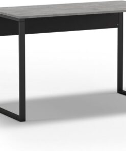 Escritorio Moderno Retro Gris y Negro, 100 cm x 75 cm x 60 cm, 100% melamina, Estructura de Metal, Montaje en Pared, Elegante y Funcional