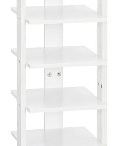 HOOBRO Zapatero, Zapatero Estrecho, Mueble Zapatero de 9 Niveles, Estante Zapatero con 2 Ganchos, Ahorro de Espacio, para Entrada, Salón, Dormitorios, Blanco EWT81XJ01G2
