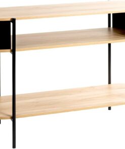 HAKU Consola Roble Natural, Negro, Metal, Aglomerado - Dim.: An 110 x Al 76 x P 39 cm, Estilo: Moderno