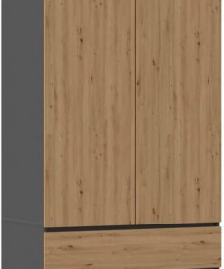 Oggi Lugo Armario, Madera de ingeniería, Antracita/Roble Artisan, 90 x 180 x 50 cm