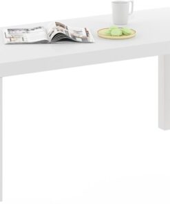 Furinno Mesa de Centro, Madera Contrachapada, Blanco, 99,01 (An) x 44,5 (Al) x 48,01 (Pr) cm | Mesa de triple grosor de 1.8 pulgadas, montaje sin herramientas, mesa auxiliar, para sala de estar, oficina en casa