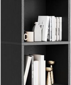 oneinmil Estantería de Libros,Estantería Columna Vertical con 6 Cubos,Estantería,Organizador con Compartimentos,para Oficina,Sala de Estar,Salón,Dormitorio,23.5 x 30 x 181 cm,Negro
