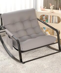 Genérico Outdoor Patio Rocking Chair, Comfy Rocking Loveseat Chair, Oversize Indoor Reading Chair, Modern Lounge Chair for Front Porch, Balcony, Garden, Lawn, Living Room(Gray)