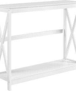 Yaheetech Mesa Consola Muebles Recibidor de Entrada 101,5x30x81cm Blanca | Mesa Recibidor Auxiliar de Forma X para Salón, Pasillo