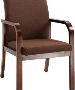 Silla de comedor moderna de mediados de siglo, sillones tapizados para sala de estar, comedor, silla auxiliar de cocina con patas de madera (marrón)