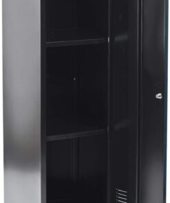 FurnitureR Archivador Estilo Industrial Armario de Almacenamiento con Llave, Armario con Cerradura, Muebles de Oficina, 38,2 x 38,2 x 137,3 cm, Color Negro