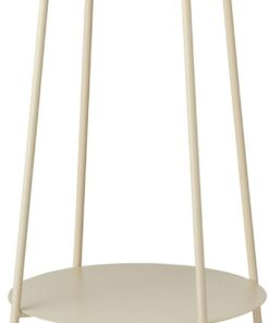 WELL HOME MOBILIARIO & DECORACIÓN Mesa Auxiliar de Hierro 2 Niveles en Color Blanco Roto Ø35x60cm