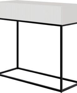 Selsey Consola Recibidor Mesa De Consola con Cajón De Lamas Patas Negras 90 x 79 cm Blanco Veldio