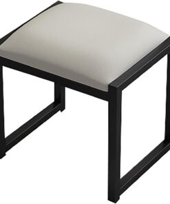 Mesa de maquillaje cuadrada de hierro con cojín de cuero para tocador y entrada, diseño moderno