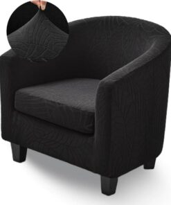 Highdi Funda Sillon Chesterfield 2 Piezas Negro, Elásticas Fundas de Sillon con Funda de Asiento Antideslizante Fundas Protector de Butaca para Contador Dormitorio Bar Universal