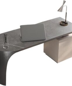 Escritorio para ordenador Escritorio minimalista, mesa de PC con losa de piedra moderna, escritorio de estudio for el hogar, escritorio de oficina de alta gama de diseñador Escritorio gaming(Grey,140*