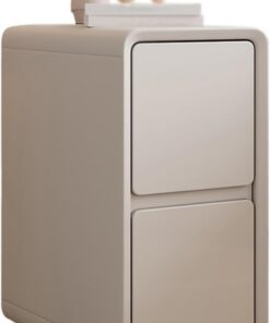 Mesita de Noche Color Crema Madera Maciza Small Gap Salón(XS)