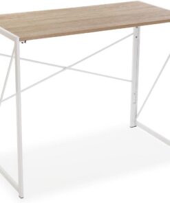 Versa Jack Escritorio Plegable para el Ordenador, Mesa para la Habitación o Estudio. Mesa Gaming, Medidas (Al x L x An) 74 x 45 x 90 cm, Madera y Metal, Color Blanco
