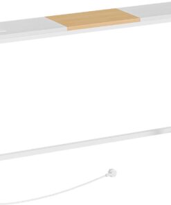 HOOBRO Mesa de Entrada, Consola Estrecha, Mesa Estrecha para Detrás del Sofá, Mesa de Entrada con Base de Carga con Enchufes y Puertos USB, para Entrada, Blanco y Natural EWN114CXG01