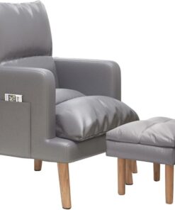 Sillón Relajante de Interior con reposapiés y Compartimentos, Respaldo y reposabrazos Ajustables, cómodo sillón reclinable para Sala de Estar, Color Gris.