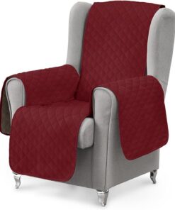 Textilhome Funda Sofá 1 Plaza Luka Protector Relax Orejero 55 cm Rojo | Protector de sofá 1 plaza acolchado y reversible. Ideal para sillones relax, resistente a mascotas y fácil de colocar.